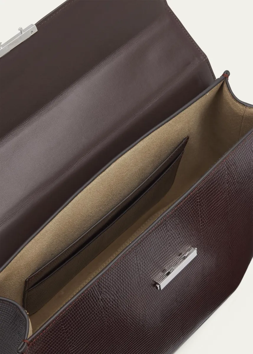 TOTEME Clip Lizard-Embossed Top-Handle Bag | Thumbnail 4