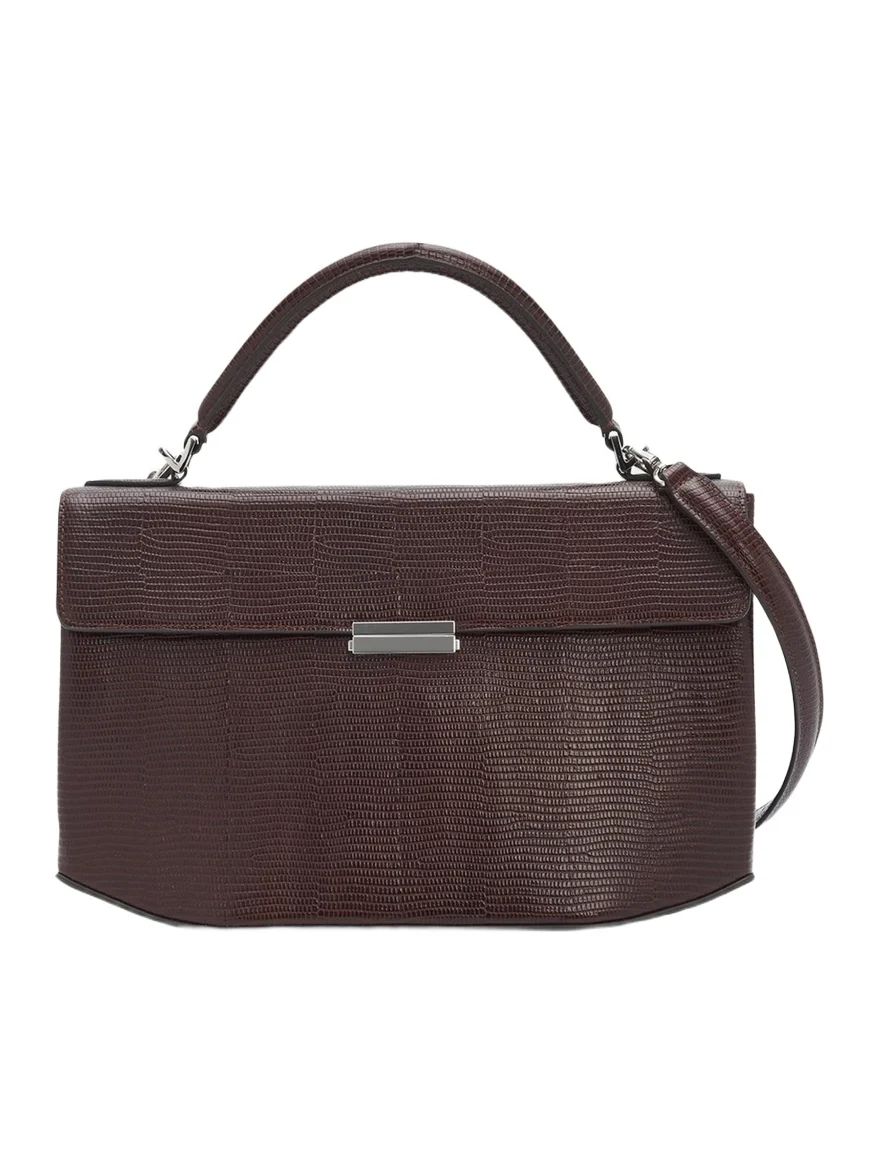 TOTEME Clip Lizard-Embossed Top-Handle Bag