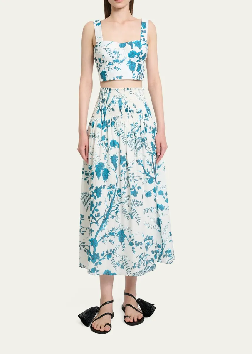Erdem Floral Cotton-Linen Midi Skirt | Thumbnail 2 Erdem Floral Cotton-Linen Midi Skirt | Thumbnail 2