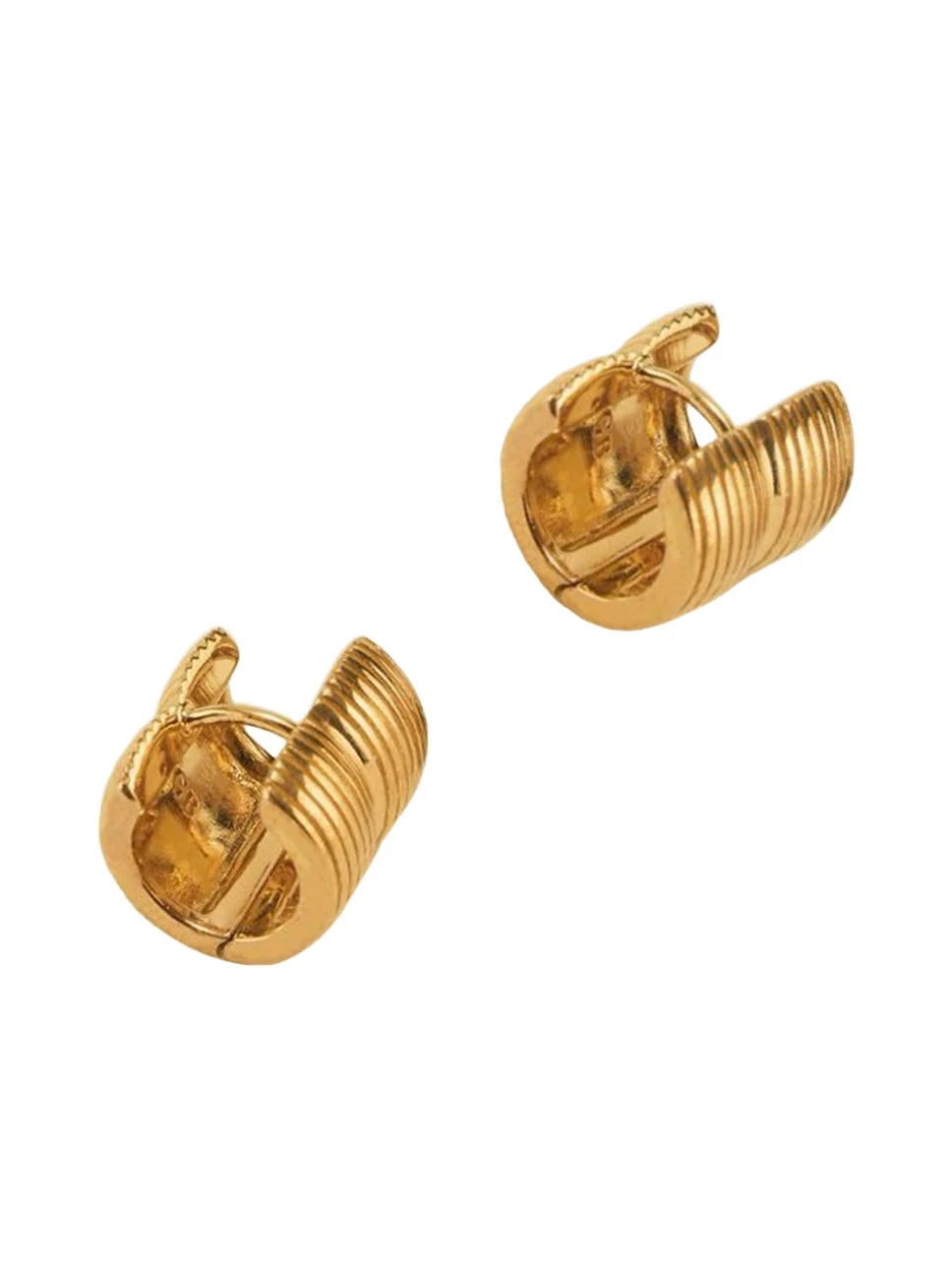 Gwen Beloti Ribbed Double Huggie Hoop Earrings