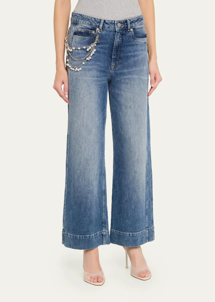 Cinq à Sept Pearly-Chain Cropped Wide-Leg Jeans | Thumbnail 4 Cinq à Sept Pearly-Chain Cropped Wide-Leg Jeans | Thumbnail 4