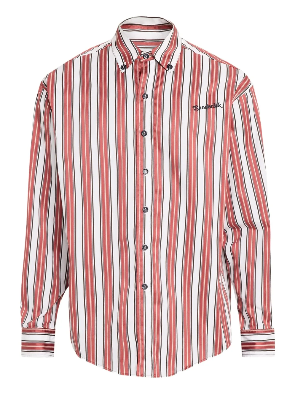 Sanderlak Men's Oversized Stripe Poplin Button-Down Shirt
