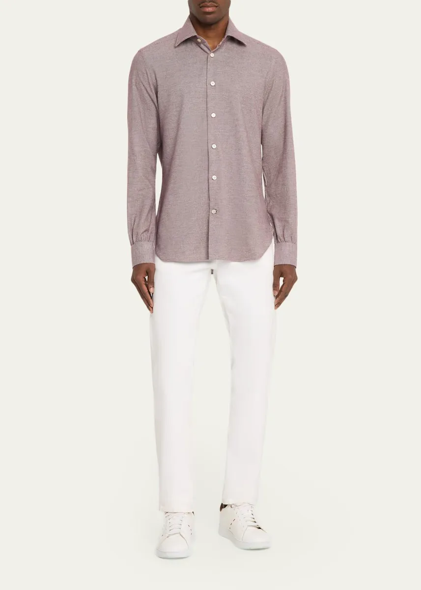 Kiton Men's Cotton Micro-Check Classic Fit Sport Shirt | Thumbnail 2 Kiton Men's Cotton Micro-Check Classic Fit Sport Shirt | Thumbnail 2
