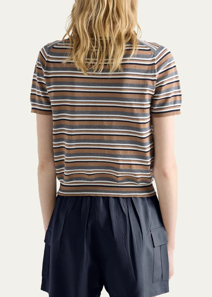 Prada Short-Sleeve Striped Jersey T-Shirt | Thumbnail 3 Prada Short-Sleeve Striped Jersey T-Shirt | Thumbnail 3