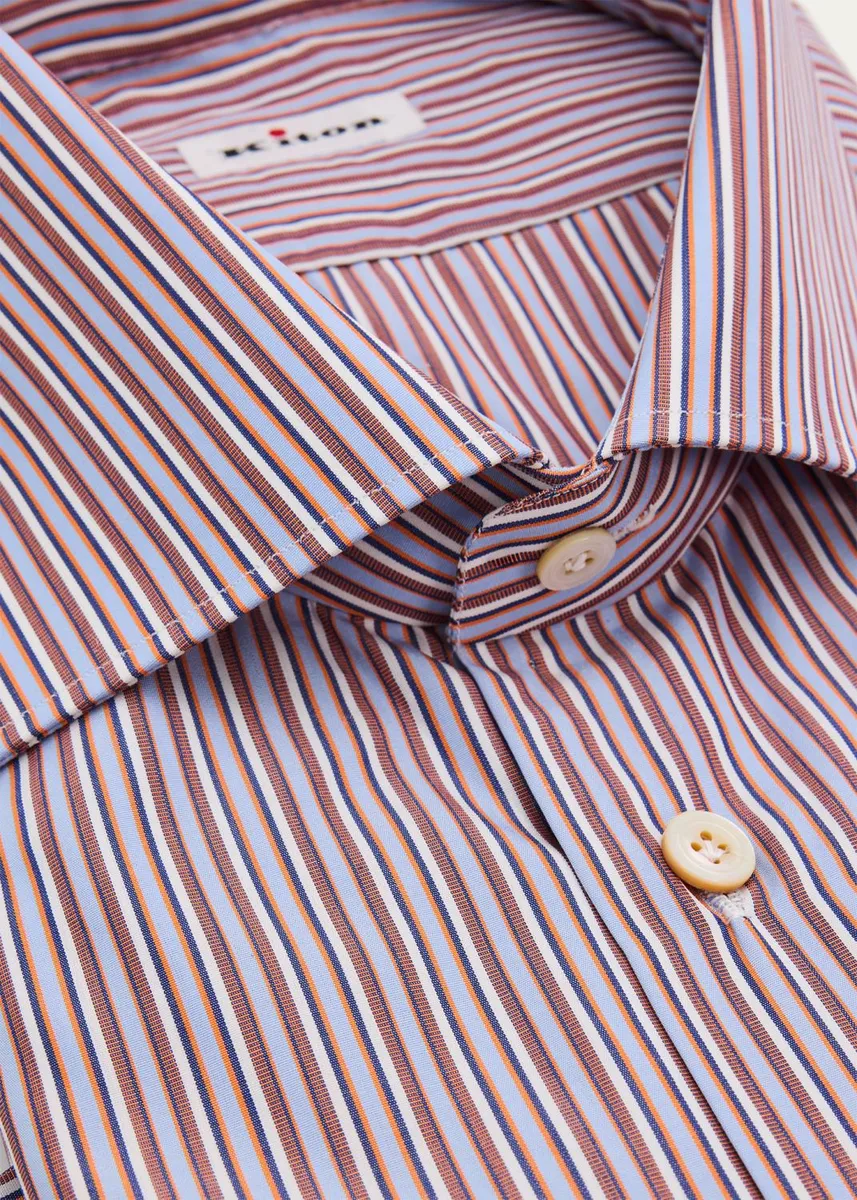 Kiton Men's Variegated Stripe Cotton Dress Shirt | Thumbnail 2 Kiton Men's Variegated Stripe Cotton Dress Shirt | Thumbnail 2