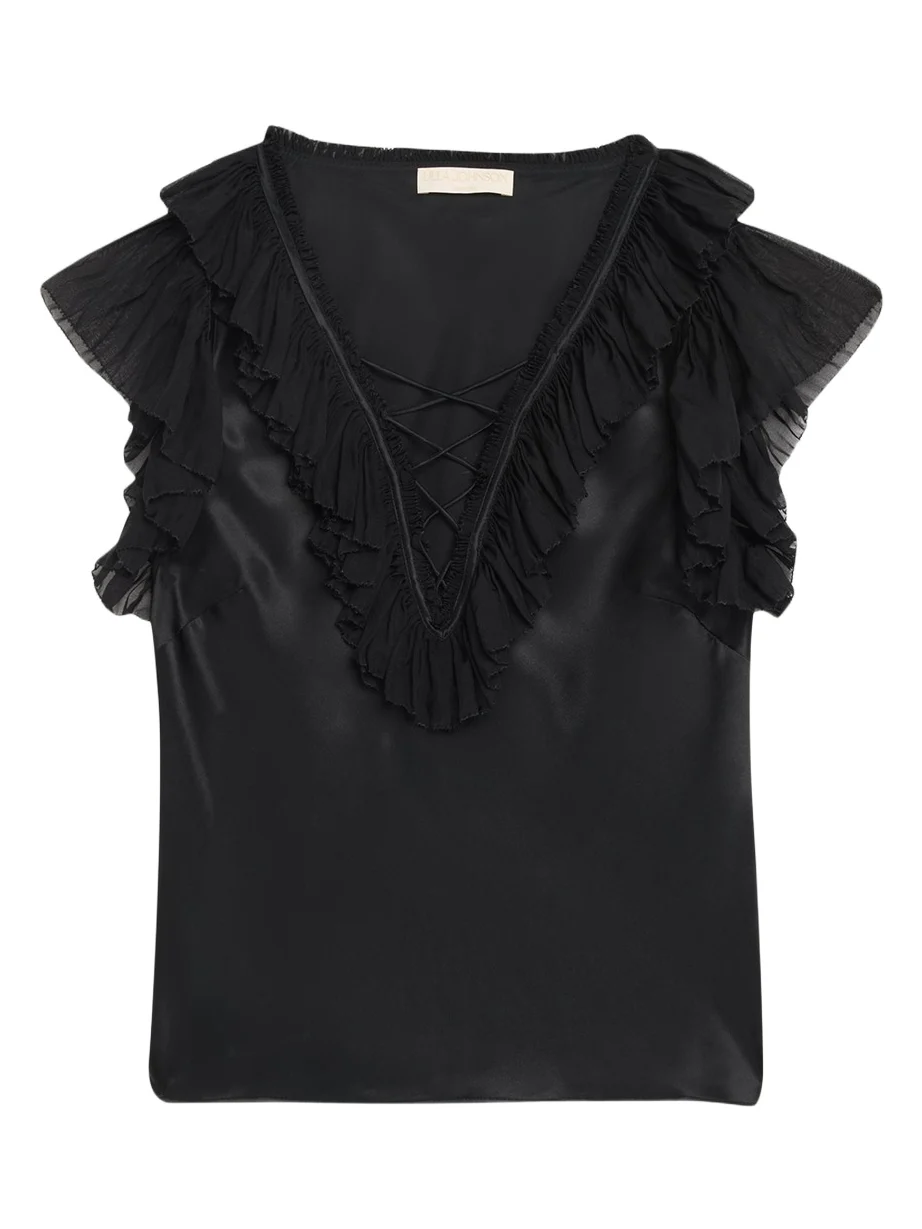 Ilyana Silk Ruffle Blouse Ilyana Silk Ruffle Blouse