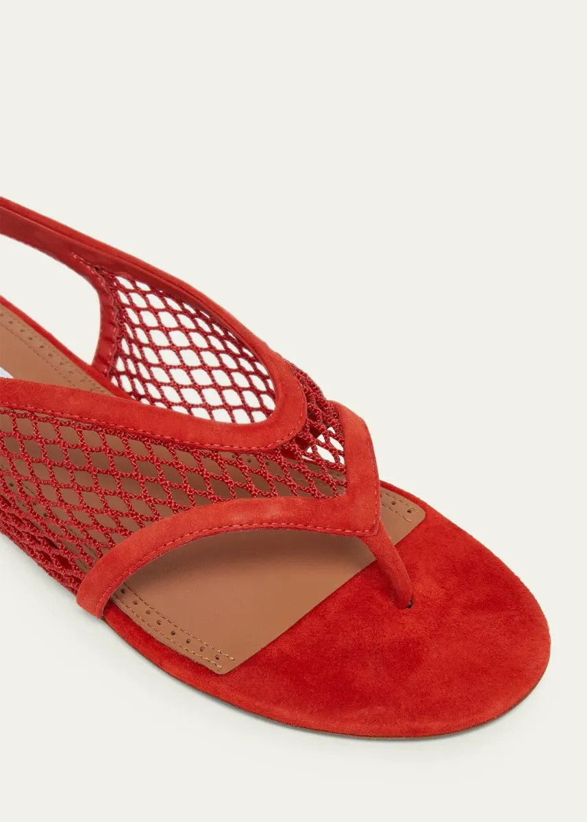 ALAÏA Fishnet Suede Flat Thong Sandals | Thumbnail 3 ALAÏA Fishnet Suede Flat Thong Sandals | Thumbnail 3