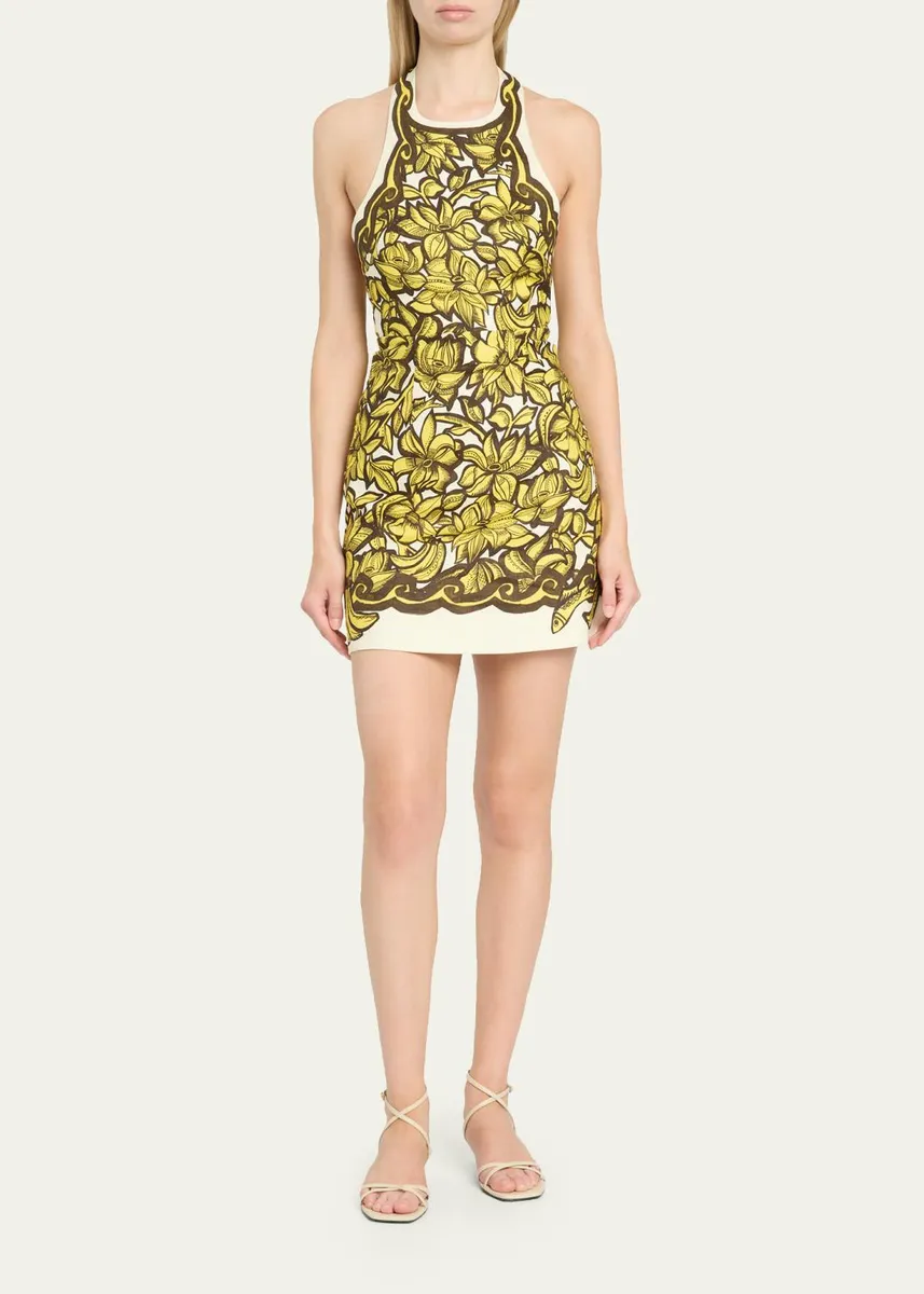 ALÉMAIS Mona Floral Hemp Halter Mini Dress | Thumbnail 2 ALÉMAIS Mona Floral Hemp Halter Mini Dress | Thumbnail 2