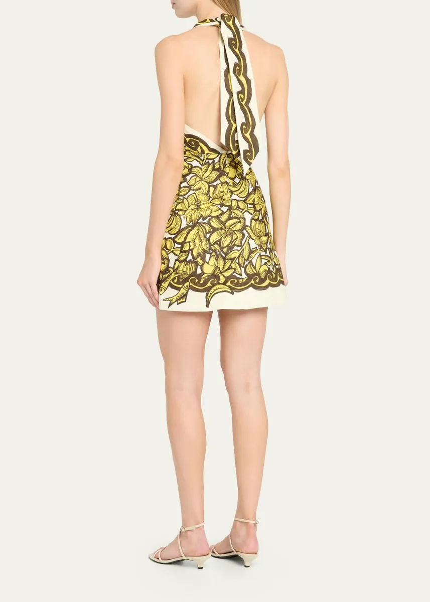 ALÉMAIS Mona Floral Hemp Halter Mini Dress | Thumbnail 3 ALÉMAIS Mona Floral Hemp Halter Mini Dress | Thumbnail 3