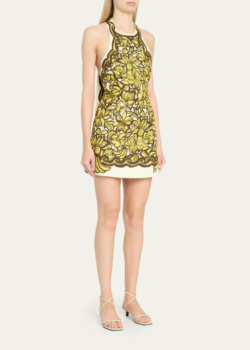 ALÉMAIS Mona Floral Hemp Halter Mini Dress | Thumbnail 4 ALÉMAIS Mona Floral Hemp Halter Mini Dress | Thumbnail 4