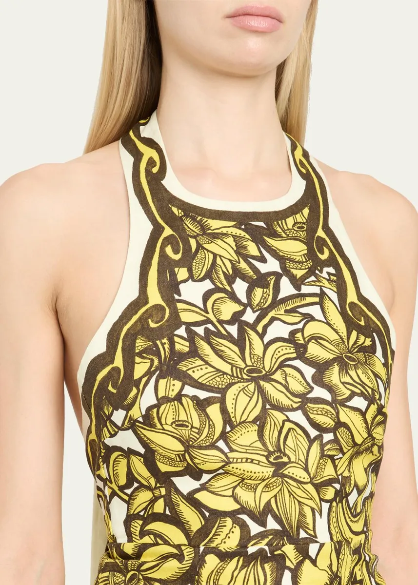 ALÉMAIS Mona Floral Hemp Halter Mini Dress | Thumbnail 5 ALÉMAIS Mona Floral Hemp Halter Mini Dress | Thumbnail 5