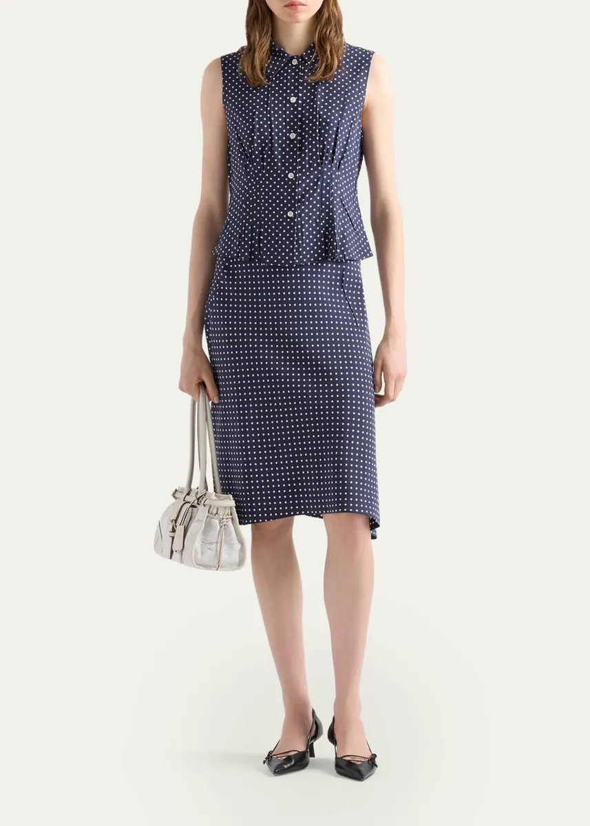 Prada Satin Polka Dot Midi Skirt | Thumbnail 2
