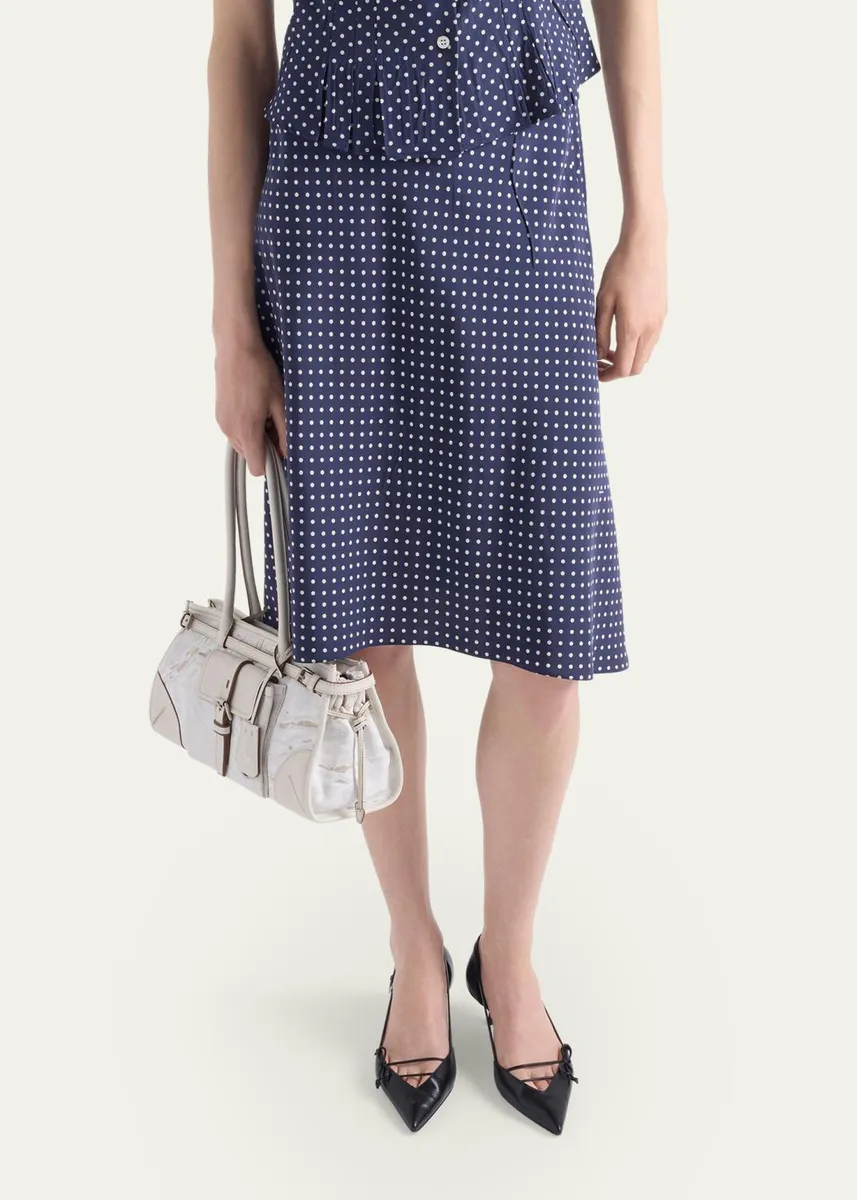 Prada Satin Polka Dot Midi Skirt | Thumbnail 4