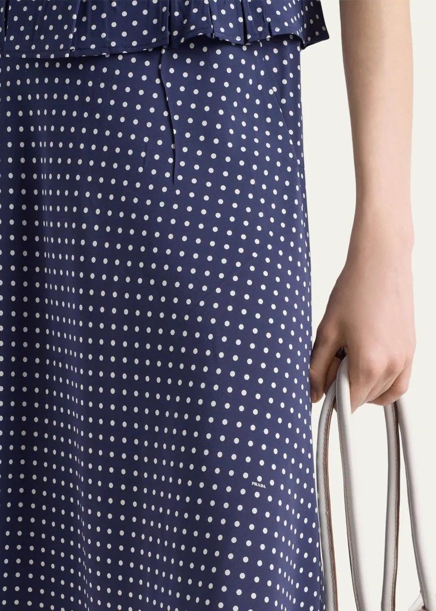 Prada Satin Polka Dot Midi Skirt | Thumbnail 5