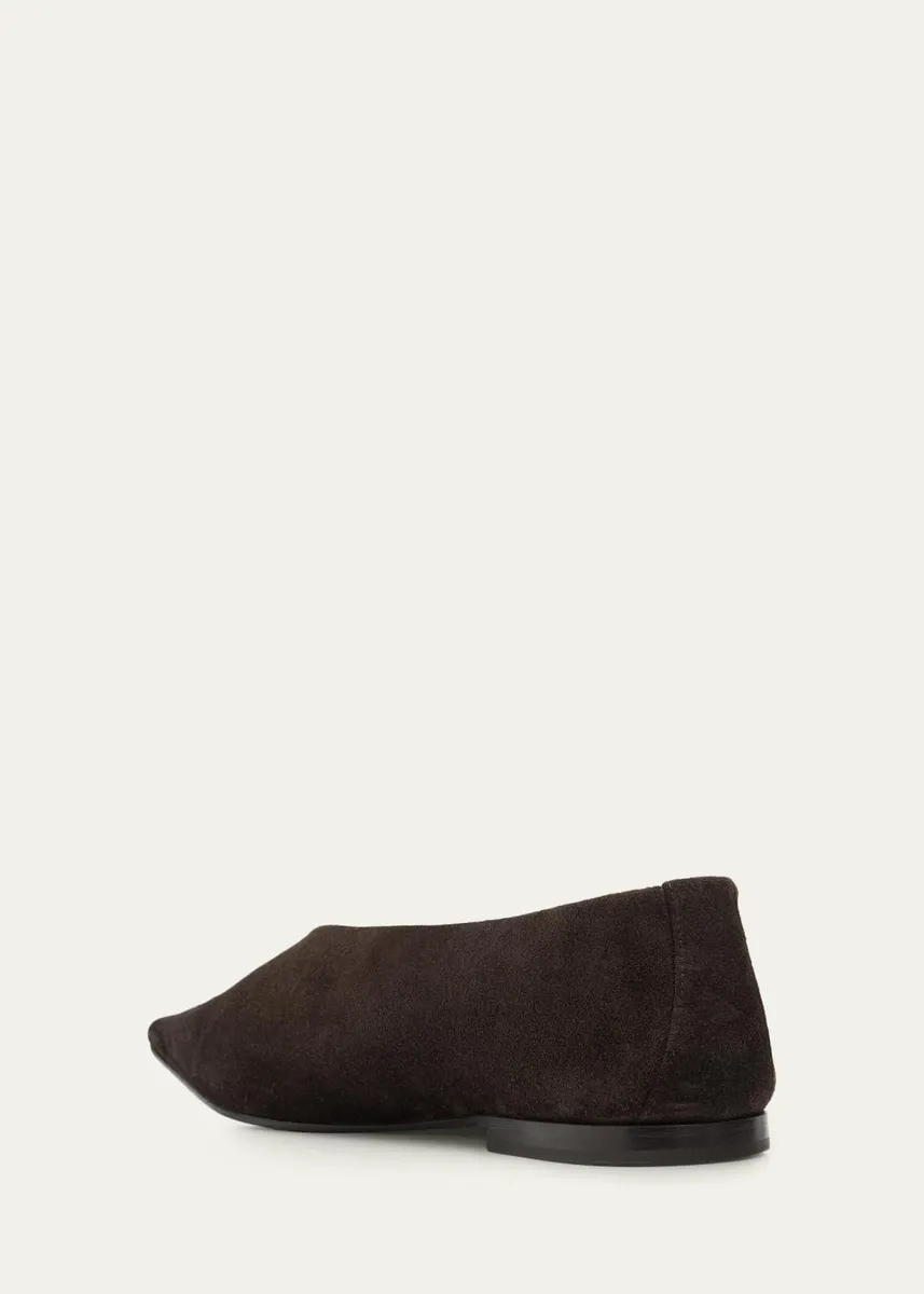 Brunello Cucinelli Suede Square-Toe Ballerina Flats | Thumbnail 4