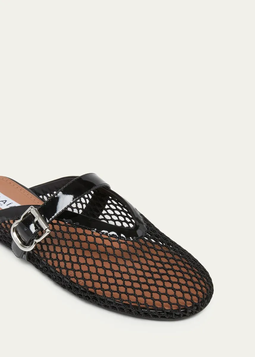ALAÏA Mesh Mary Jane Ballerina Mules | Thumbnail 3