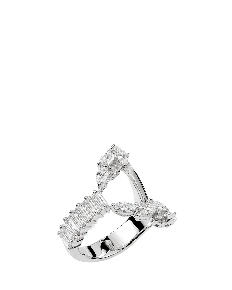 YEPREM 18K White Gold Multi Diamond Open Ring | Thumbnail 2 YEPREM 18K White Gold Multi Diamond Open Ring | Thumbnail 2