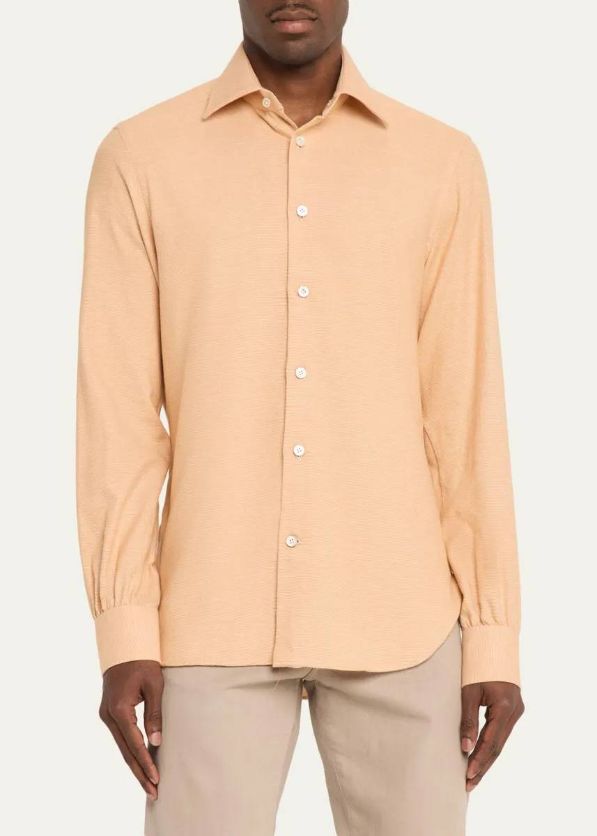 Kiton Men's Cotton Micro-Check Classic Fit Sport Shirt | Thumbnail 4