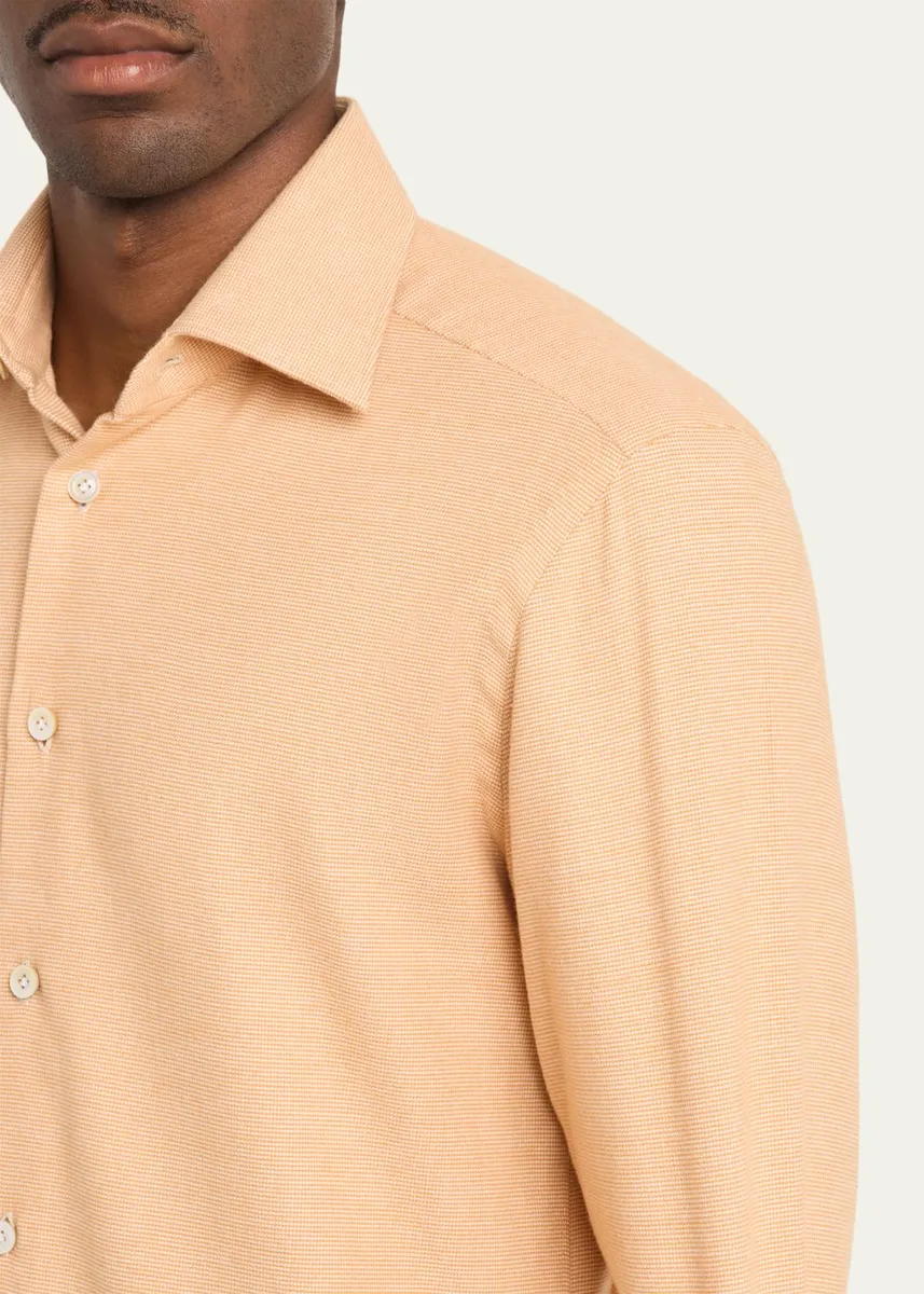 Kiton Men's Cotton Micro-Check Classic Fit Sport Shirt | Thumbnail 5