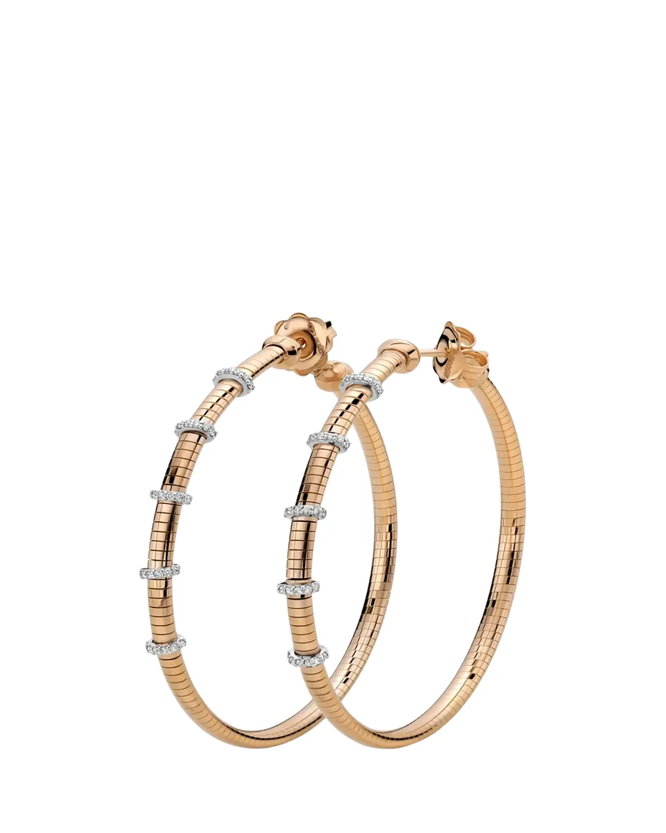 MATTIA CIELO 18K Rose Gold Diamond Tubogas Hoop Earrings | Thumbnail 2 MATTIA CIELO 18K Rose Gold Diamond Tubogas Hoop Earrings | Thumbnail 2