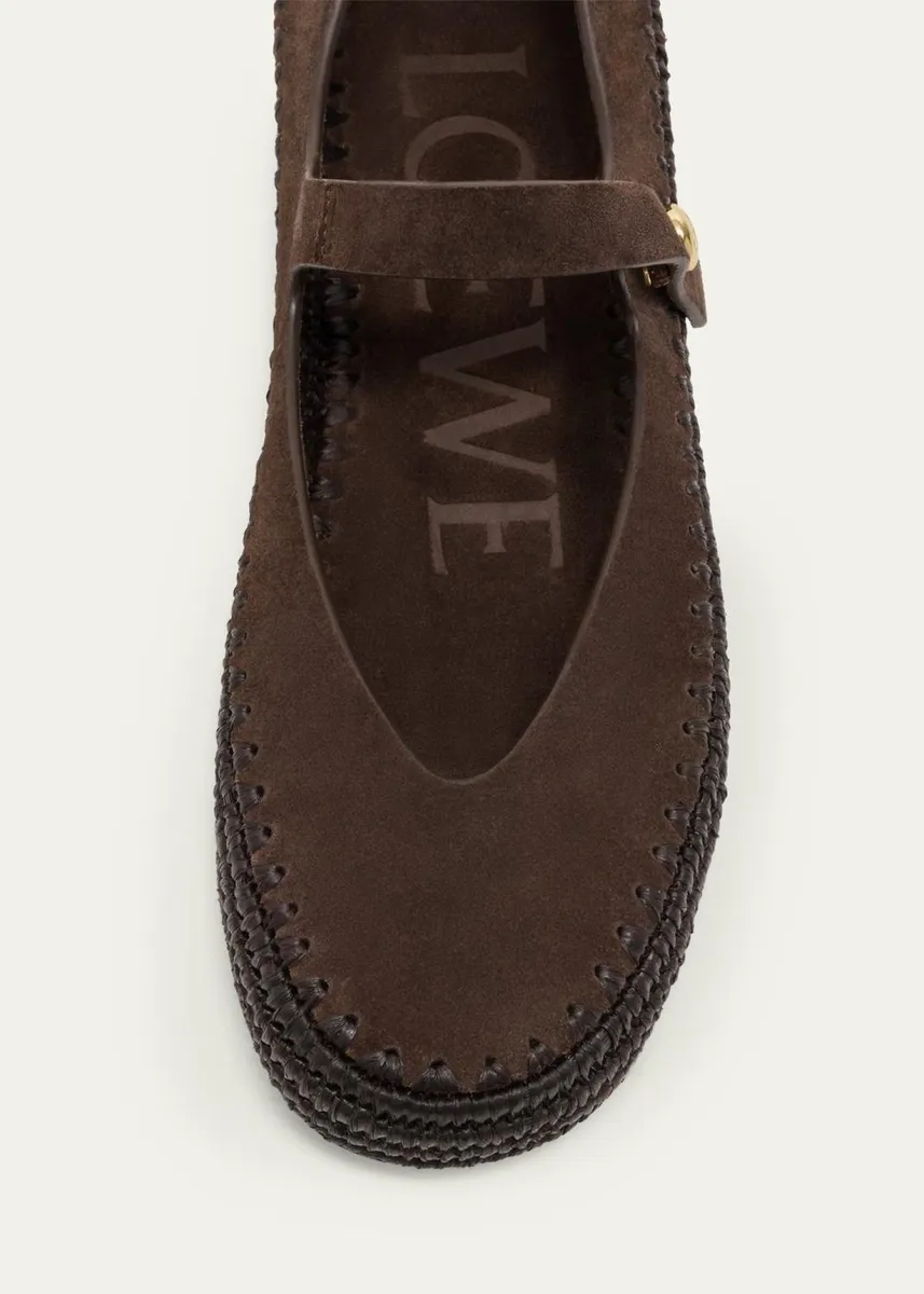 Loewe x Paula's Ibiza Rio Suede Mary Jane Espadrille Flats | Thumbnail 3