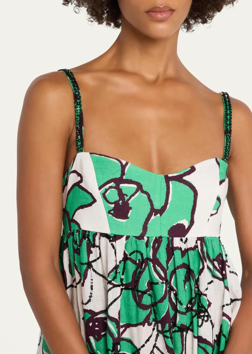 Diane von Furstenberg Miranda Sequin Floral-Print Linen Maxi Dress | Thumbnail 5 Diane von Furstenberg Miranda Sequin Floral-Print Linen Maxi Dress | Thumbnail 5