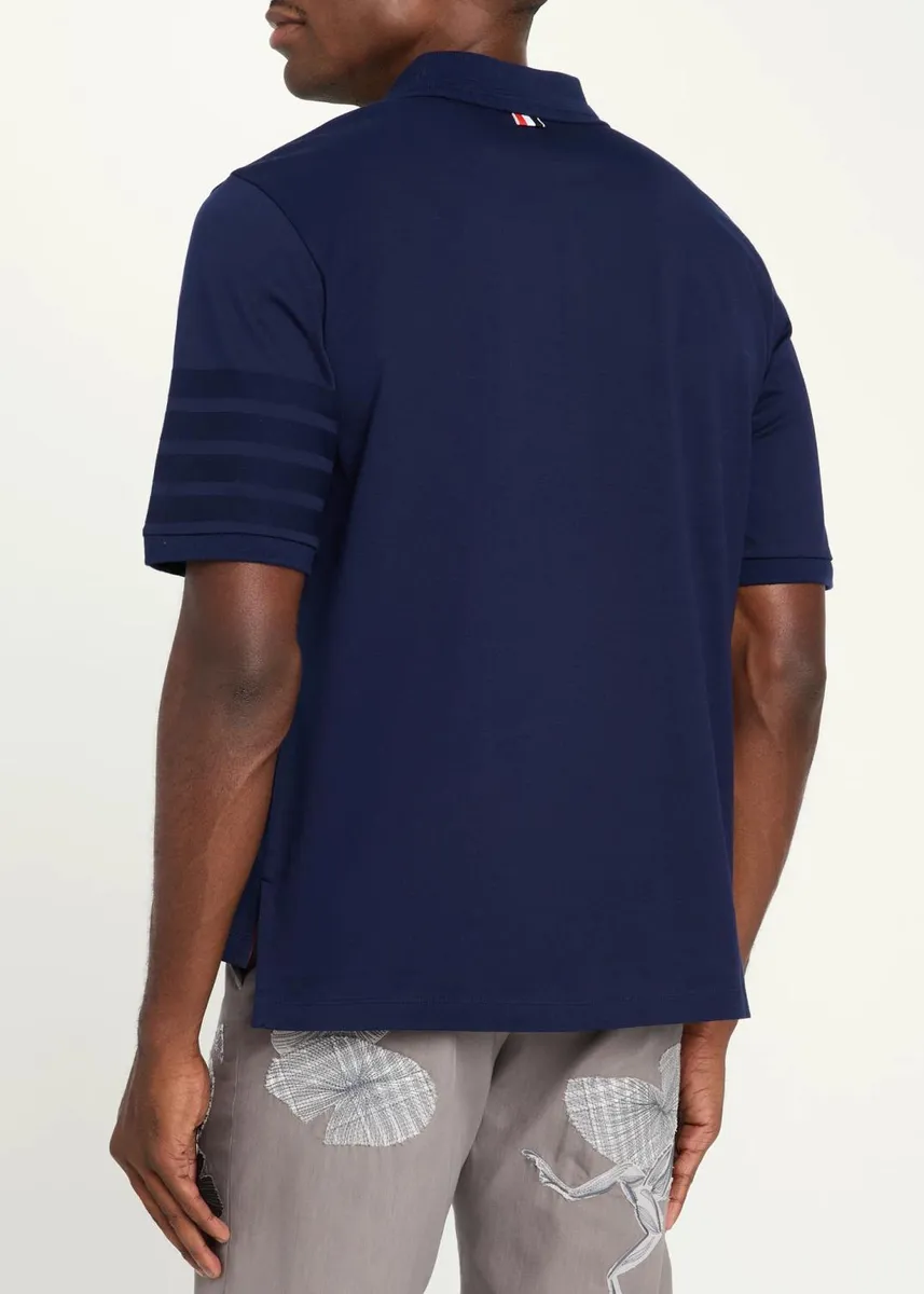 Thom Browne Men's Cotton 4-Bar Sleeve Name Applique Polo Shirt | Thumbnail 3 Thom Browne Men's Cotton 4-Bar Sleeve Name Applique Polo Shirt | Thumbnail 3