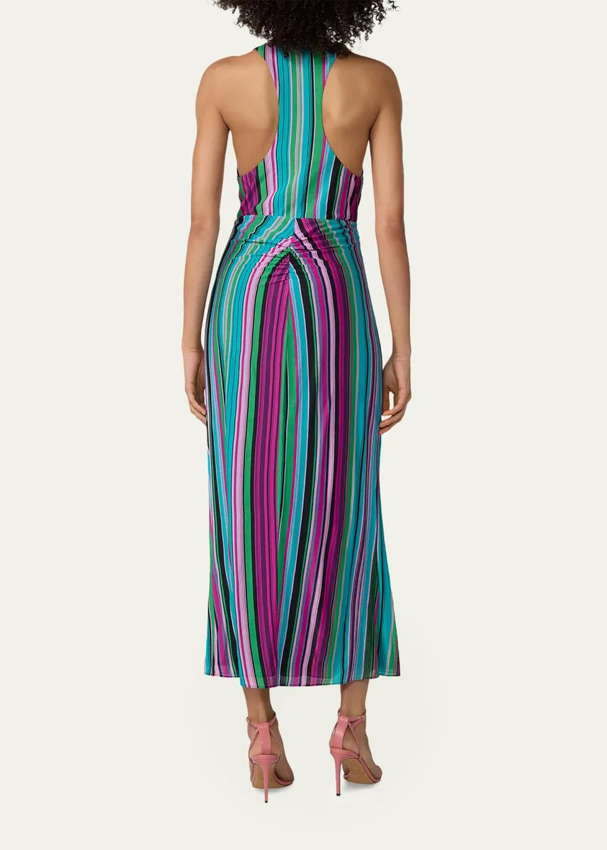 Diane von Furstenberg Zella Striped Twist-Front Plunging Midi Dress | Thumbnail 3