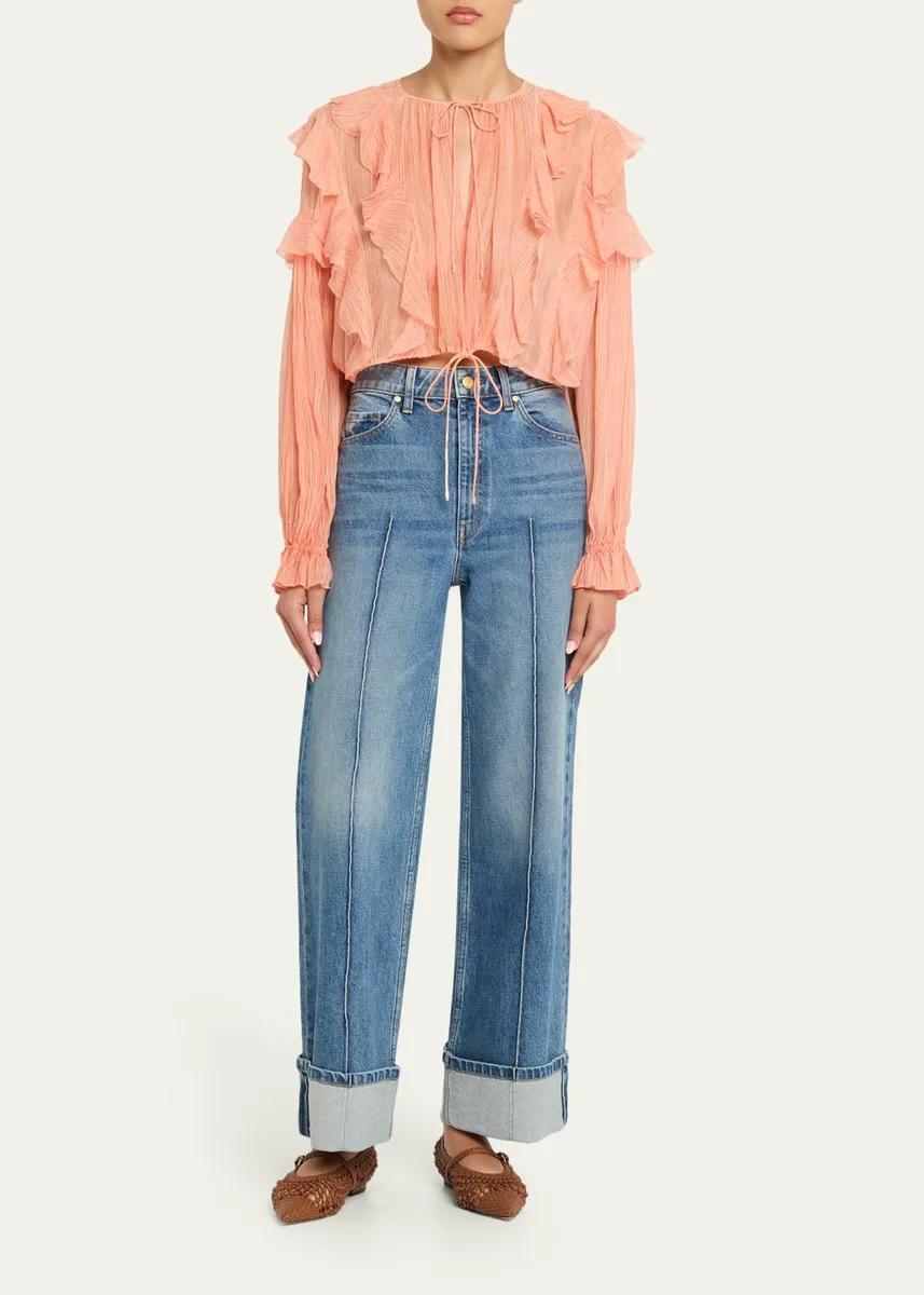 Ulla Johnson Delfina Long-Sleeve Silk Chiffon Blouse | Thumbnail 2 Ulla Johnson Delfina Long-Sleeve Silk Chiffon Blouse | Thumbnail 2