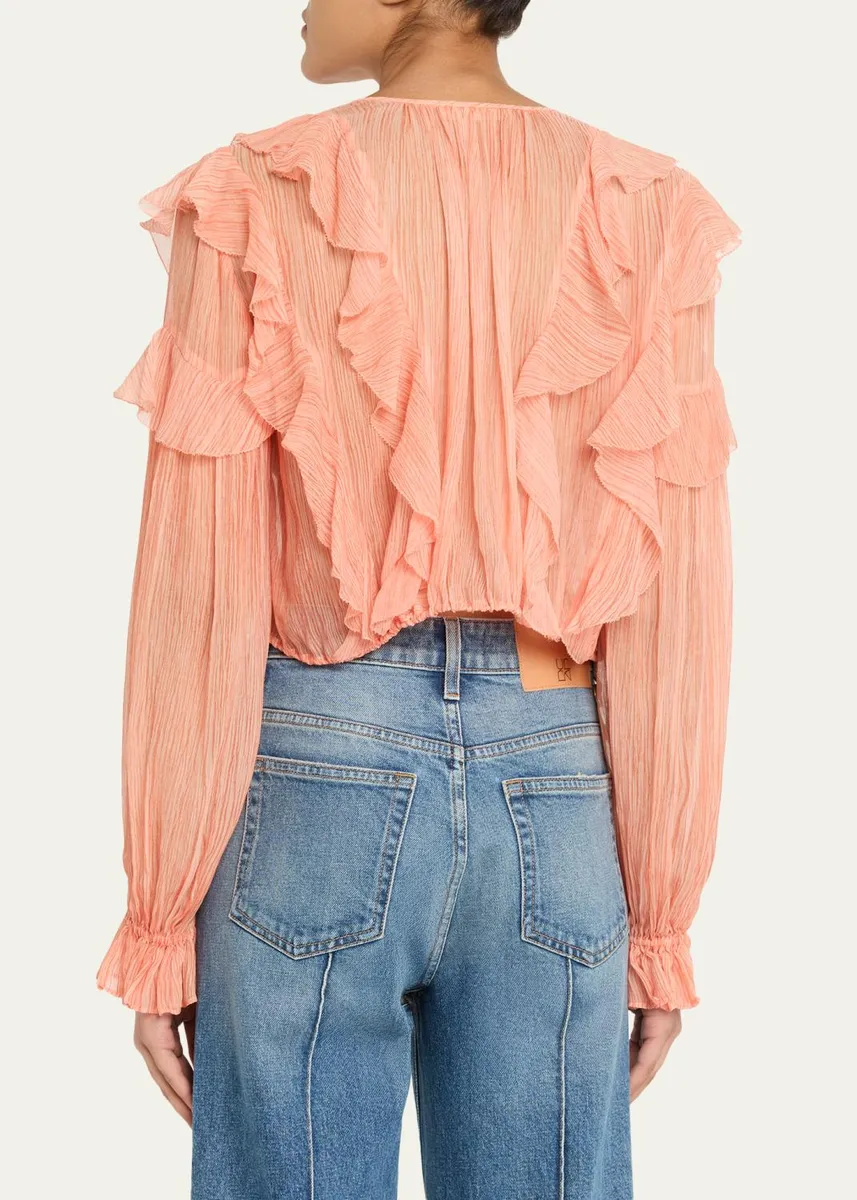 Ulla Johnson Delfina Long-Sleeve Silk Chiffon Blouse | Thumbnail 3 Ulla Johnson Delfina Long-Sleeve Silk Chiffon Blouse | Thumbnail 3