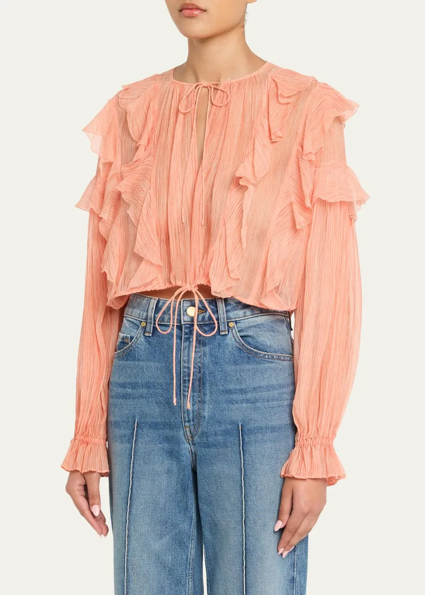 Ulla Johnson Delfina Long-Sleeve Silk Chiffon Blouse | Thumbnail 4 Ulla Johnson Delfina Long-Sleeve Silk Chiffon Blouse | Thumbnail 4