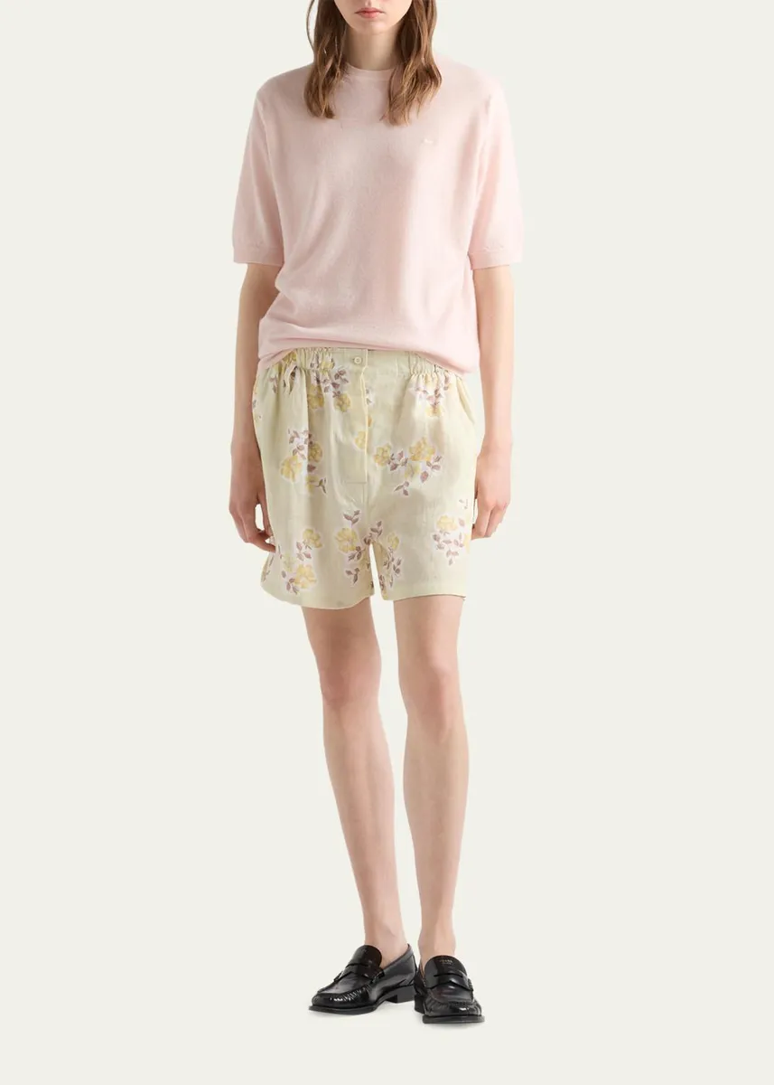 Prada Superfine Cashmere Short-Sleeve T-Shirt | Thumbnail 2 Prada Superfine Cashmere Short-Sleeve T-Shirt | Thumbnail 2