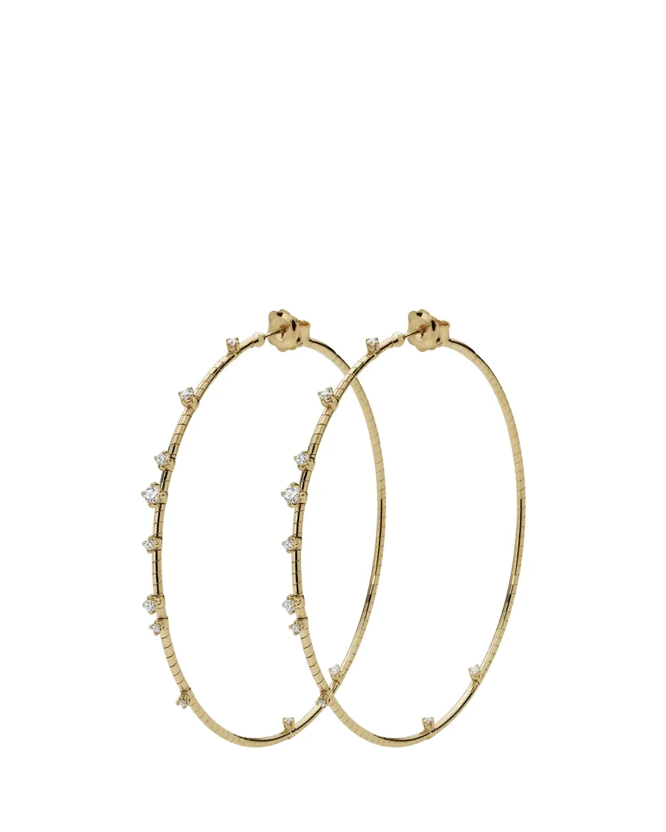 MATTIA CIELO 18K Yellow Gold Diamond Hoop Earrings, 6cm | Thumbnail 2 MATTIA CIELO 18K Yellow Gold Diamond Hoop Earrings, 6cm | Thumbnail 2
