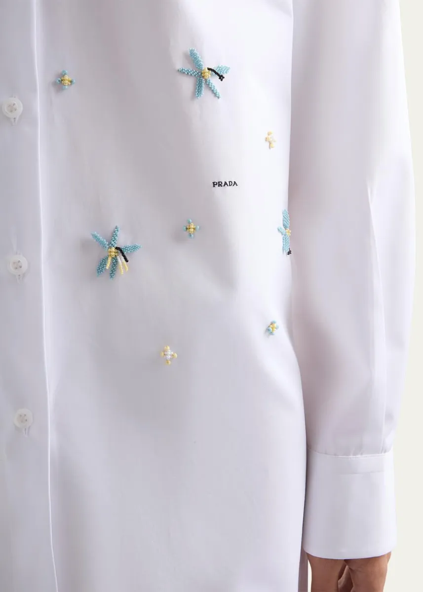 Prada Embellished Cotton Button-Down Shirt | Thumbnail 4