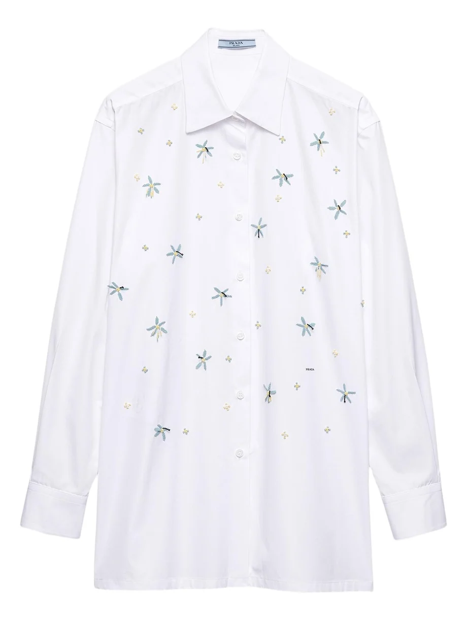 Prada Embellished Cotton Button-Down Shirt