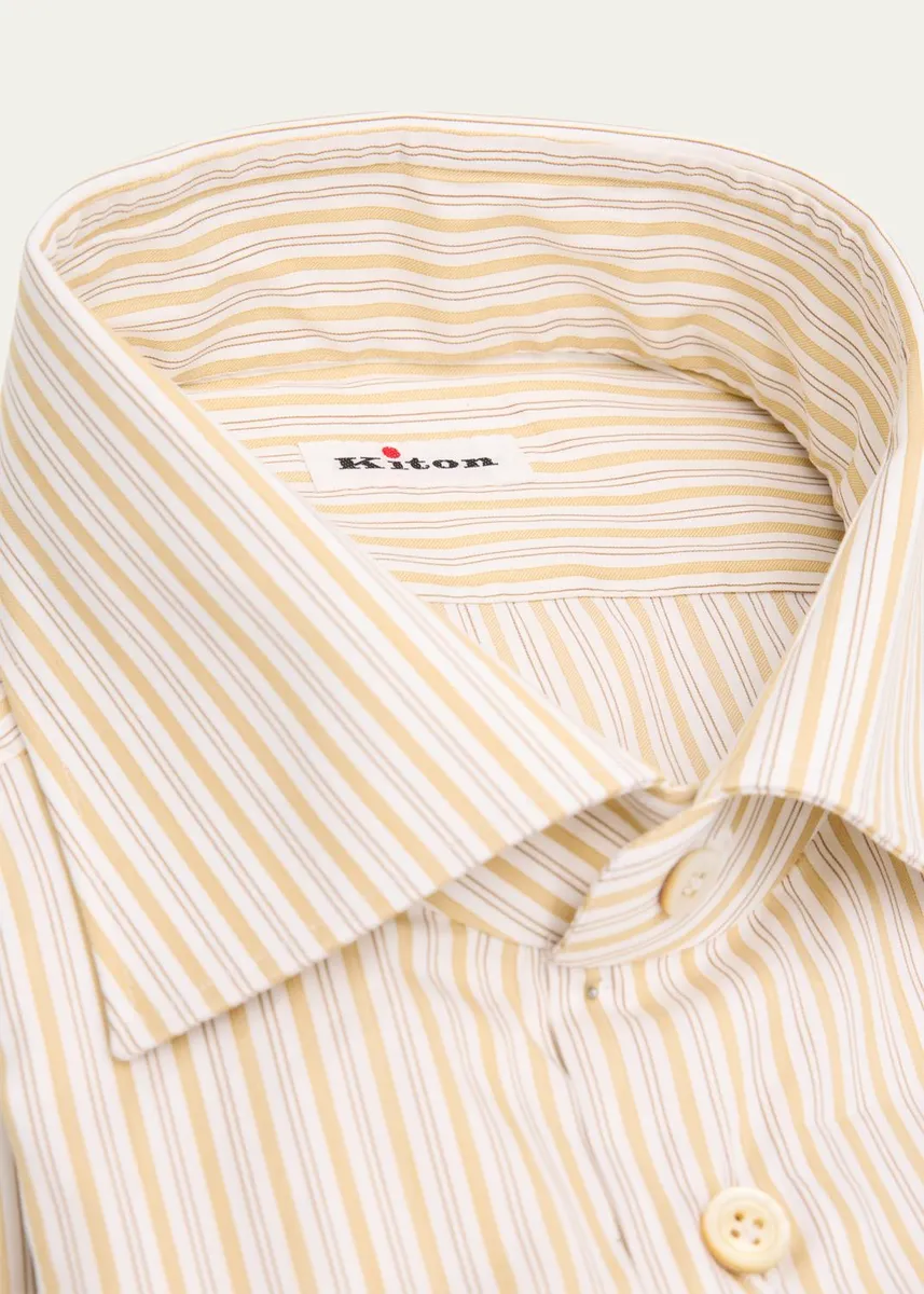 Kiton Men's Multi-Stripe Cotton Dress Shirt | Thumbnail 2 Kiton Men's Multi-Stripe Cotton Dress Shirt | Thumbnail 2
