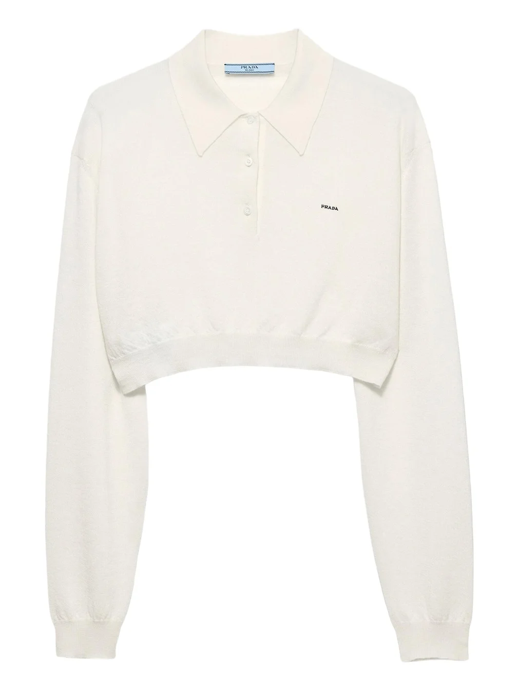 Cashmere Long-Sleeve Cropped Polo Sweater Cashmere Long-Sleeve Cropped Polo Sweater