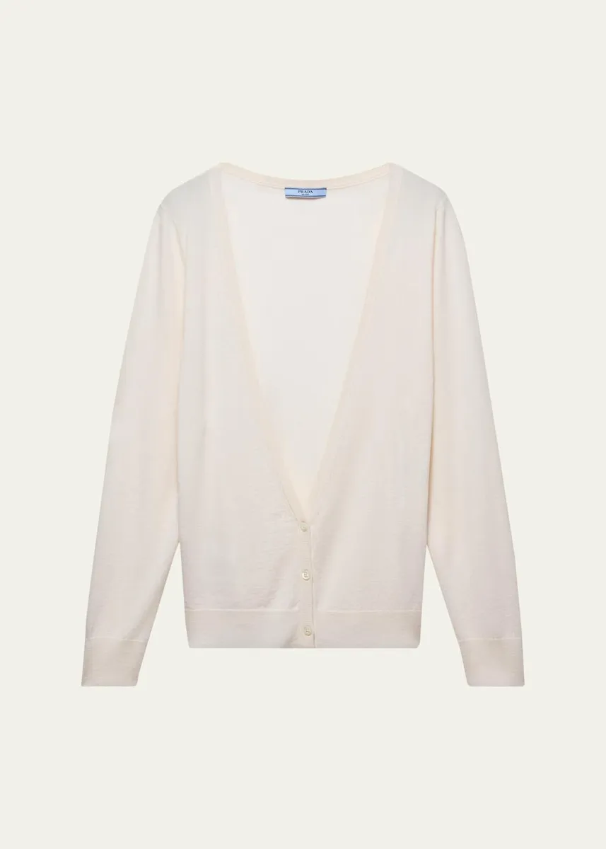 Prada Plunging V-Neck Cashmere Cardigan | Thumbnail 8 Prada Plunging V-Neck Cashmere Cardigan | Thumbnail 8