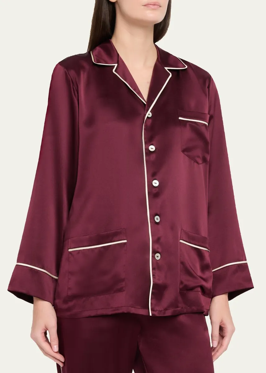 Olivia von Halle Yves Long Silk Satin Pajama Set | Thumbnail 4 Olivia von Halle Yves Long Silk Satin Pajama Set | Thumbnail 4
