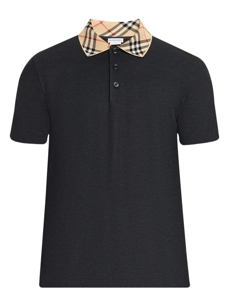 Burberry Men's Evan Check-Collar Pique Polo Shirt