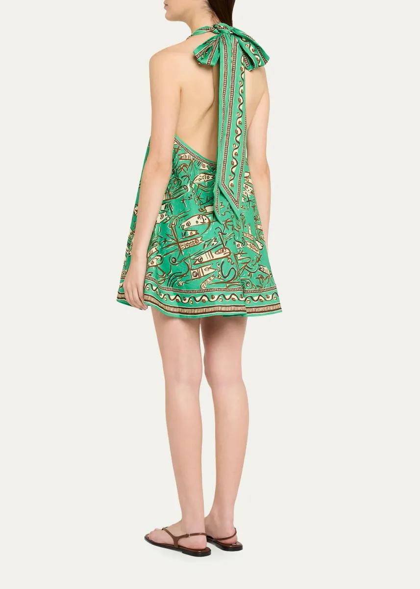 ALÉMAIS Fish Sticks Mini Linen Halter Dress | Thumbnail 3 ALÉMAIS Fish Sticks Mini Linen Halter Dress | Thumbnail 3