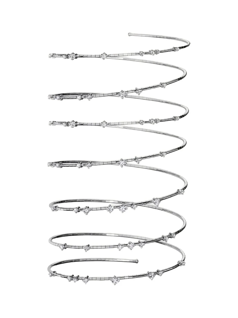 18K White Gold and Titanium Diamond Coil Bracelet 18K White Gold and Titanium Diamond Coil Bracelet