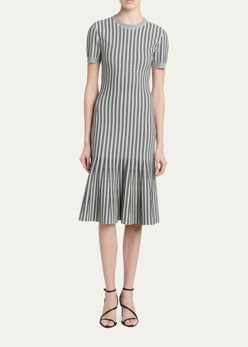 Alexander McQueen Striped Jacquard Knit Trumpet Midi Dress | Thumbnail 2