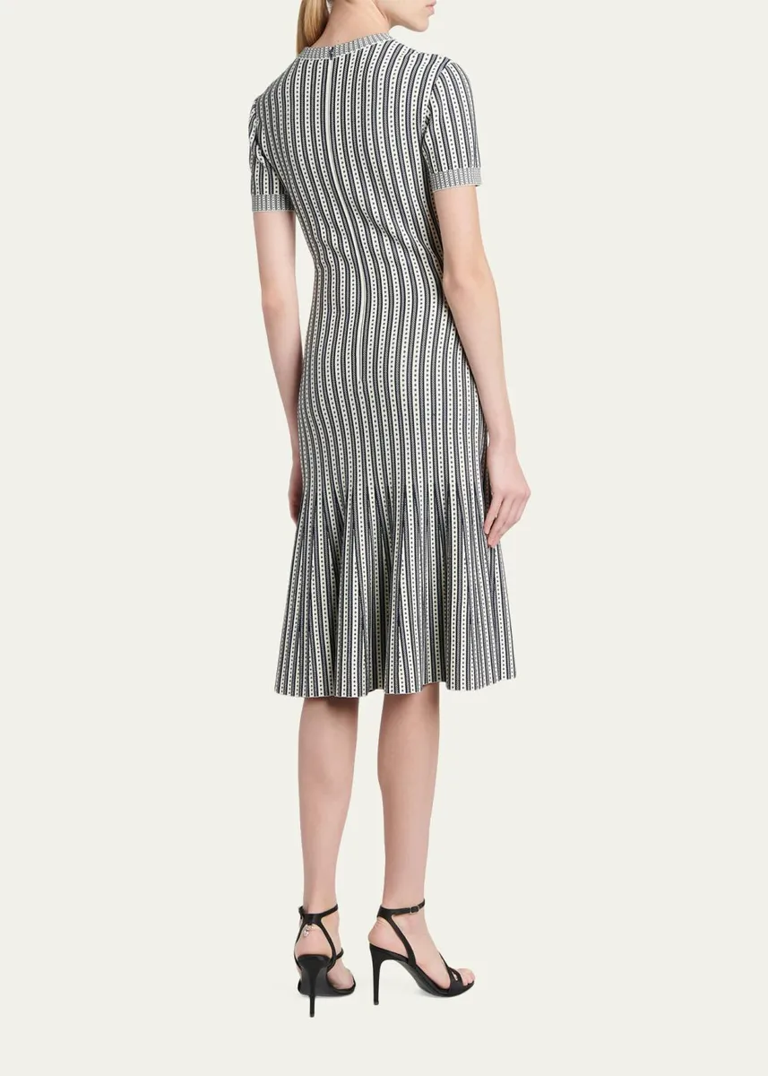 Alexander McQueen Striped Jacquard Knit Trumpet Midi Dress | Thumbnail 3