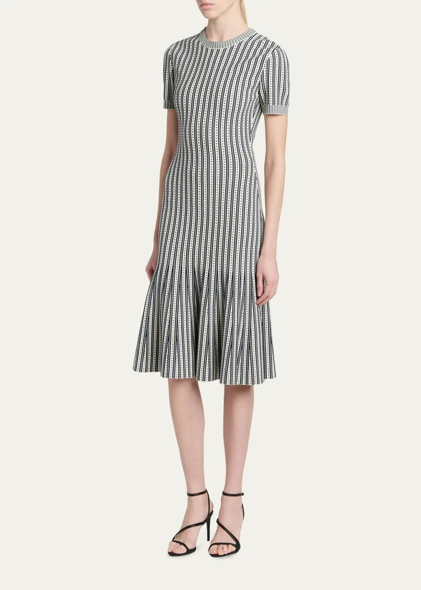 Alexander McQueen Striped Jacquard Knit Trumpet Midi Dress | Thumbnail 4