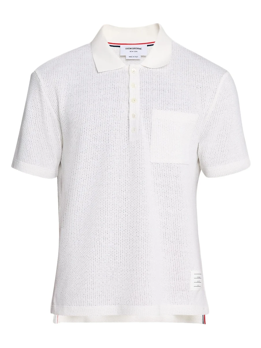 Thom Browne Men's Textured Cotton and Linen Polo Shirt