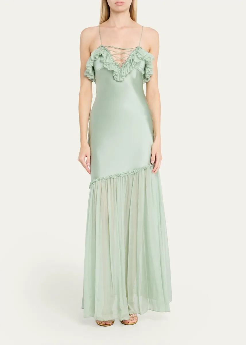 Ulla Johnson Elaria Sleeveless Silk Ruffle Gown | Thumbnail 2