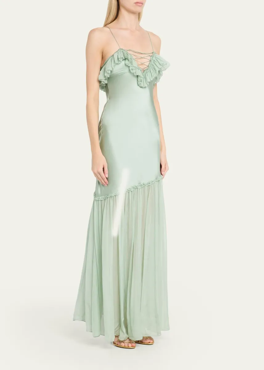 Ulla Johnson Elaria Sleeveless Silk Ruffle Gown | Thumbnail 4