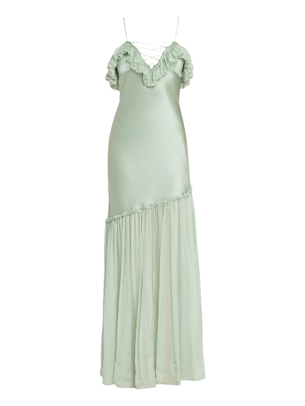 Elaria Sleeveless Silk Ruffle Gown