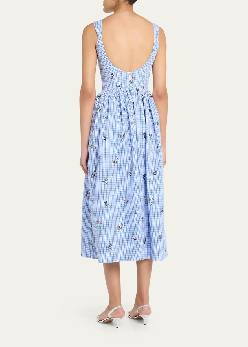 Markarian Nara Sequin Embroidered Check Fit-And-Flare Midi Dress | Thumbnail 3